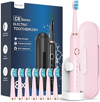 – Sonic Electric Toothbrush for Adults and Kids - Sonic Toothbrushes with 8 Tooth Brush Replacement Head and 5 Brushing Modes, 120 Days of Use with 3-Hour Fast Charge, 2 Minute Smart Timer