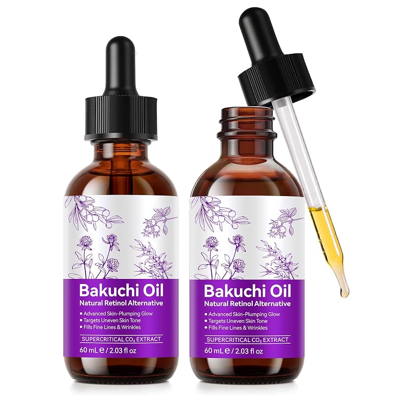 Óleo facial com bakuchiol APUUFYQC, pacote com 2