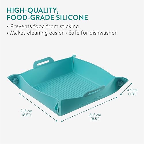 Miniatura 4 de Navaris Forros de silicona para freidora de aire (juego de 2)  Forro reutilizable con diseño plegable 10.6 in x 2.4 in (10.6 x 2.4 pulgadas)