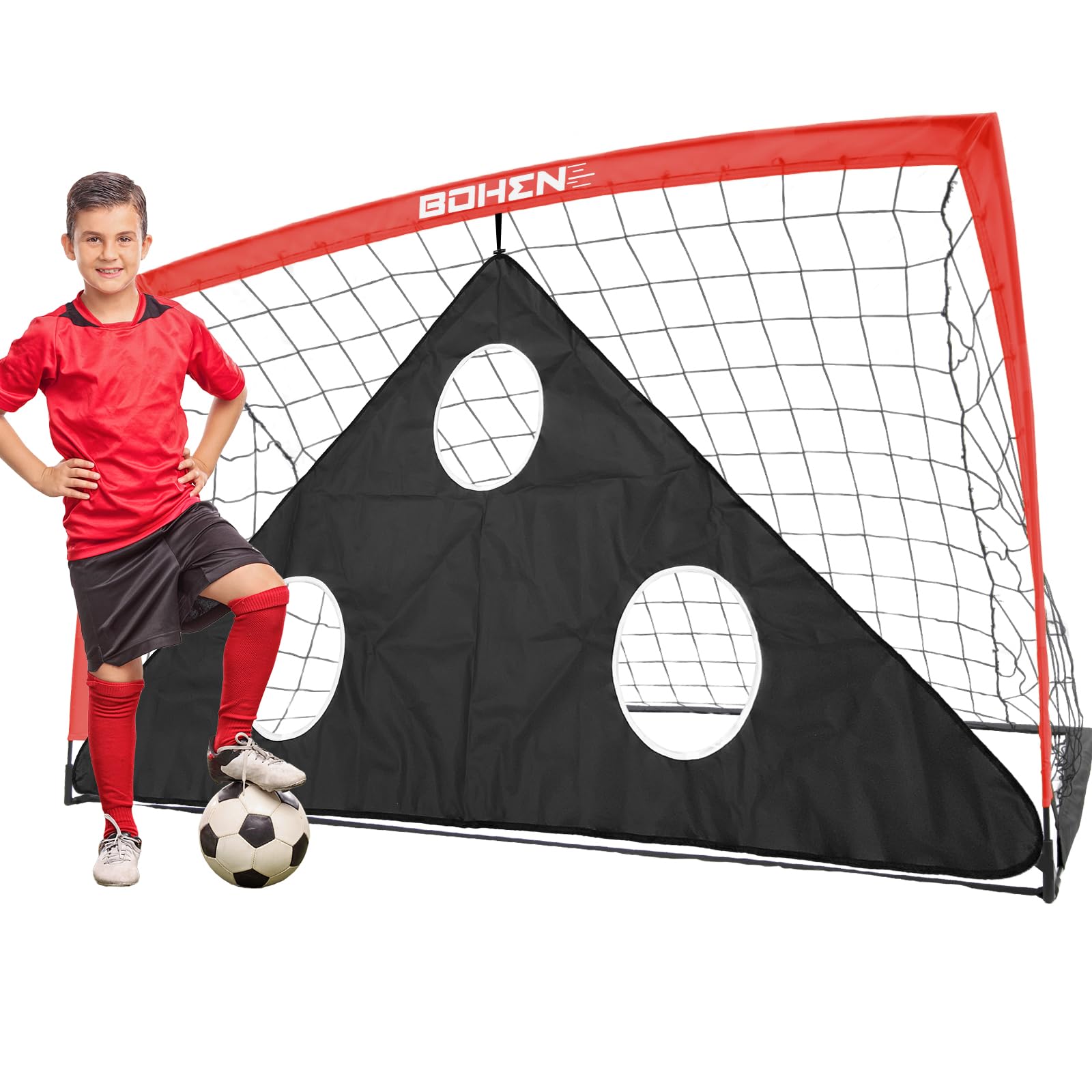 Soccer Goals for Backyard, 6x4 / 9x5 FT Soccer Net with Target Gate