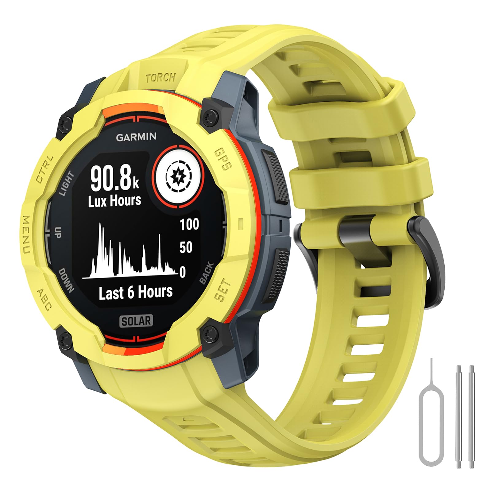 Strap Compatible with Garmin Instinct 3 45mm, Replacement Wristband in Soft Silicone Sport Compatible with Garmin Instinct 3/E 45mm with Adapter Tools