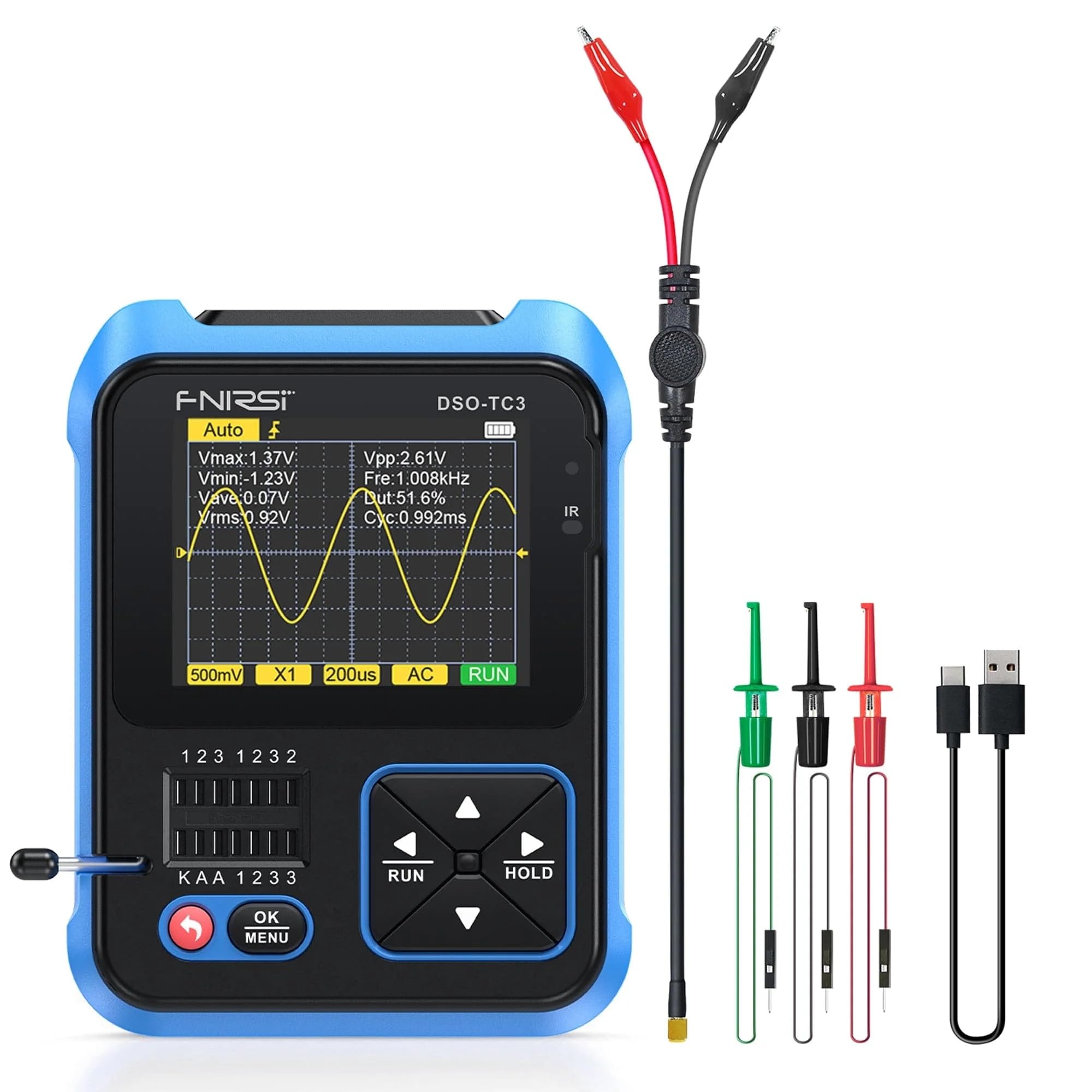 Yellow Tommy 3-in-1 Handheld Oscilloscope & DDS Signal Generator & Transistor Tester (DSO-TC3), 500Khz Bandwidth, 10MSa/s Sampling Rate, 6 Types of Waveforms, Transistors Measure (B0D3VDQXBJ) Amazon Price History, Amazon Price Tracker