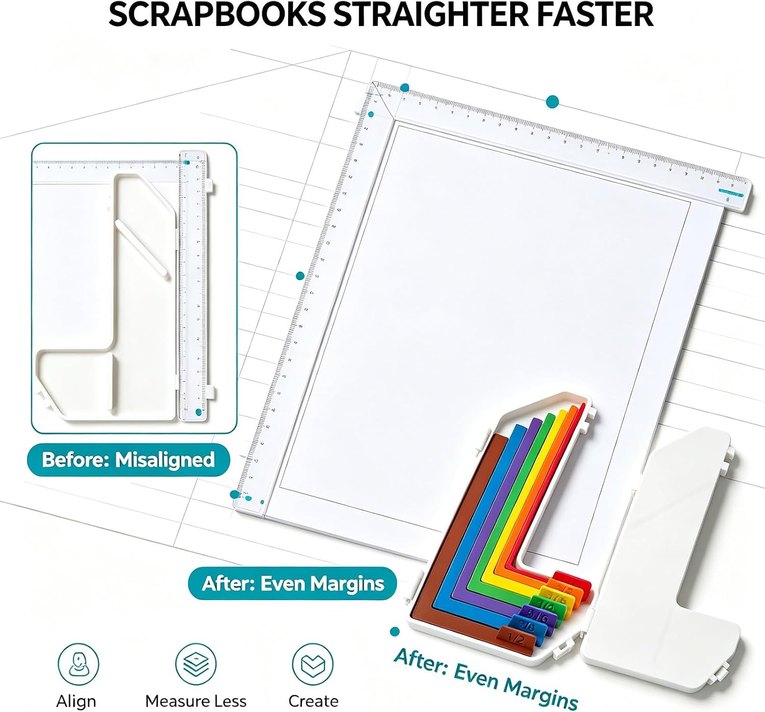 Paper Craft Alignment Guides with Case, 7PCS Layering Spacers for Cards