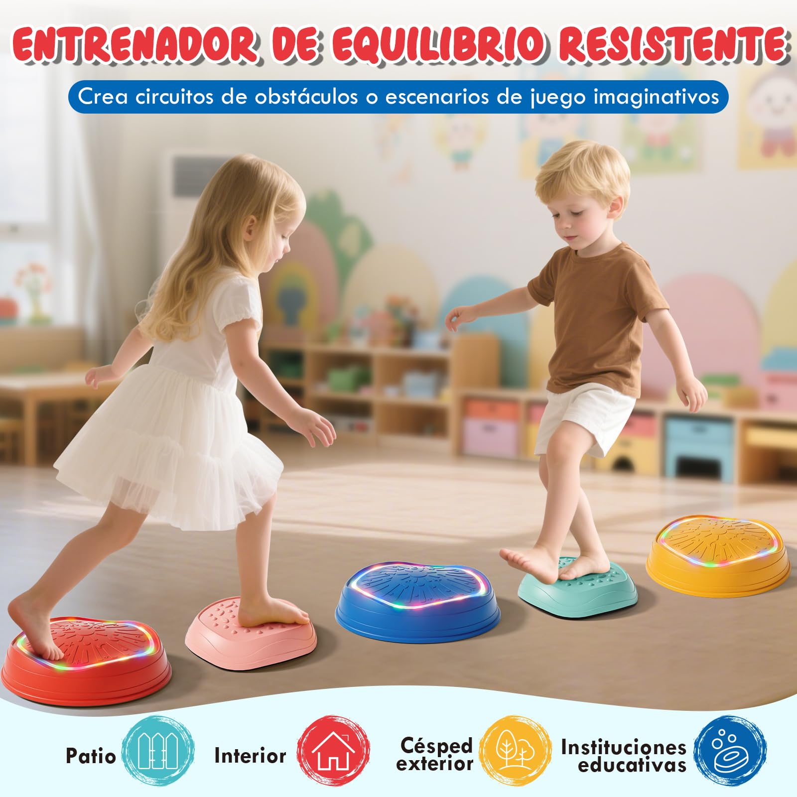 Lehoo Castle Piedras de Equilibrio para Niños, Antideslizante Piedras de Paso para Niños, Juego de Equilibrio Exterior, Desarrollo Sensorial y Coordinación, Curso de Obstáculos