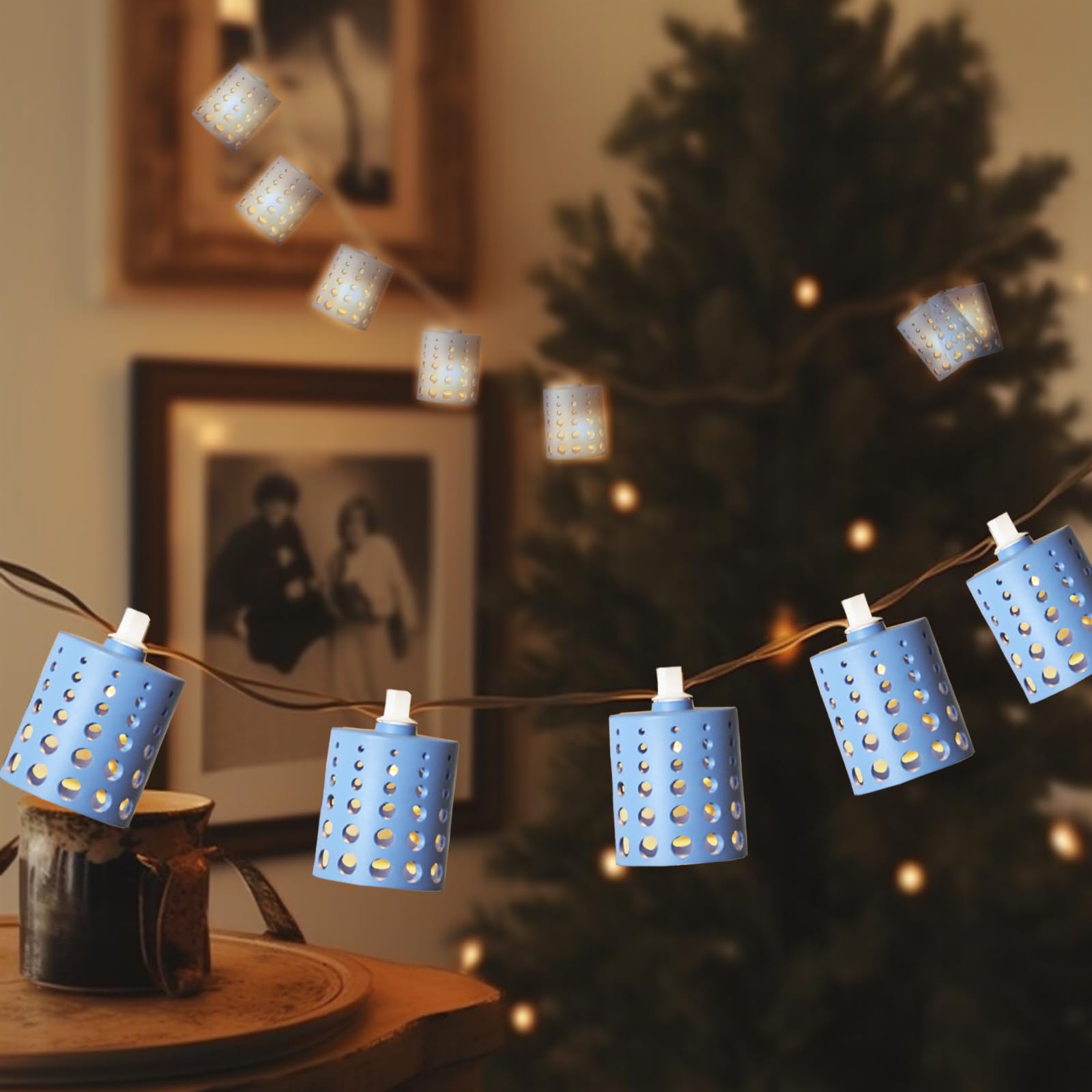 Vigdur 10FT Lantern String Lights - Hollow-Out Style Indoor String Lights Connectable Waterproof Indoor Outdoor Patio Lights for Garden Party Bedroom Christmas Decor