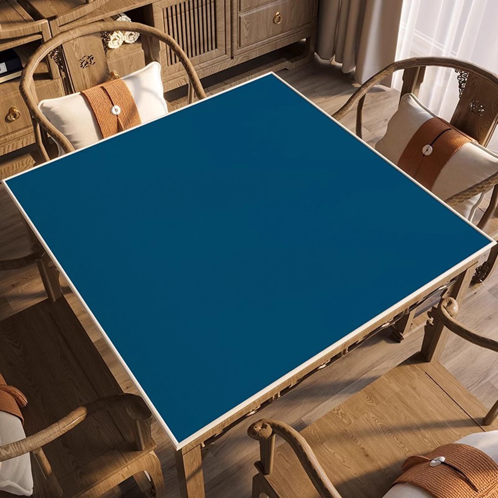 Mata Mahjong Na Stoły, Mata Do Gier Z Redukcją Hałasu Na Imprezie Rodzinnej Z Antypoślizgowym Podkładem, Do Pokera, Gier Karcianych, Planszowych I Płytek(Blue,120x120cm/47.24x47.24in)