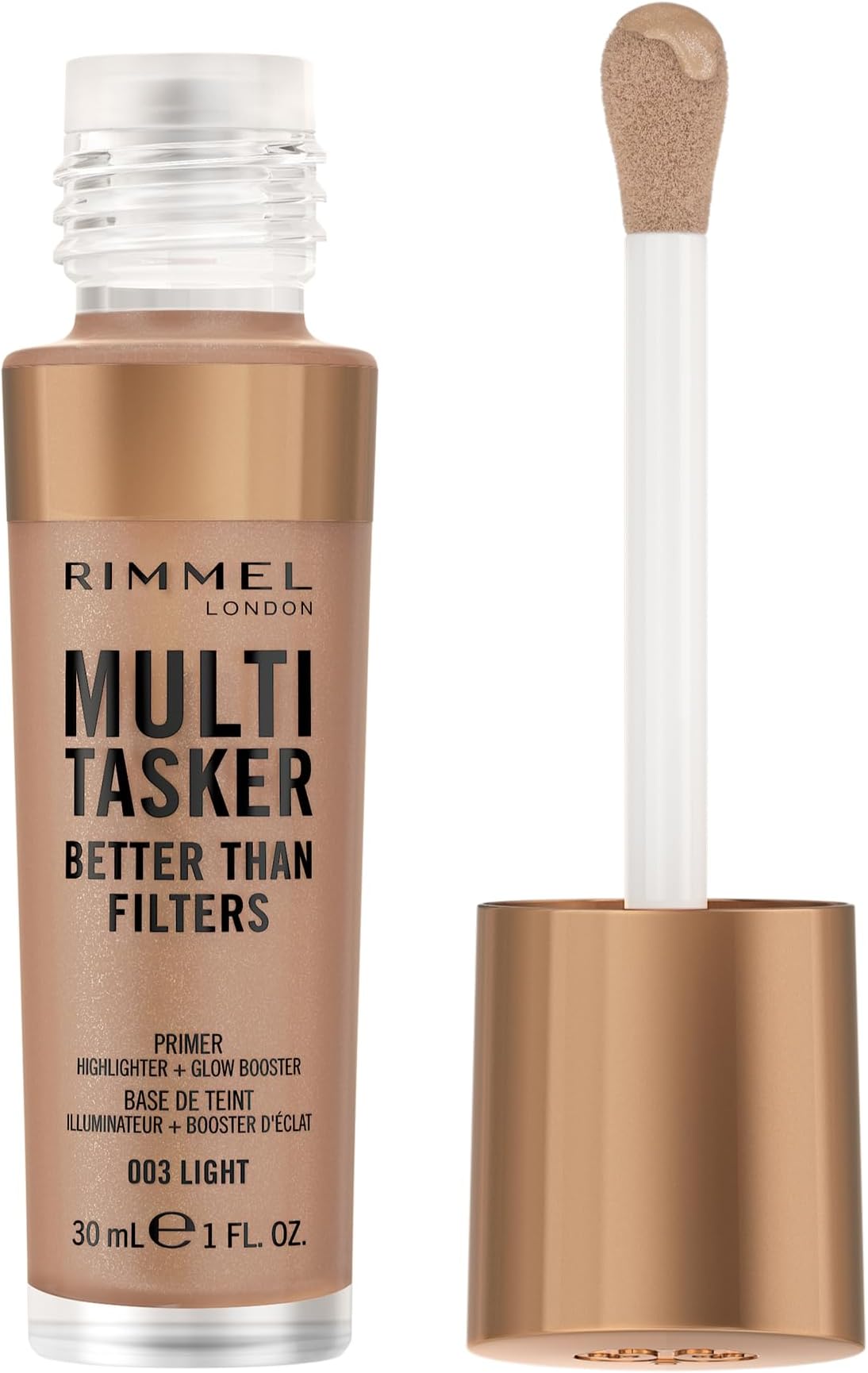 Multi Tasker Better Than Filters, 003 Light, 3 in 1 Face Primer, Glow Booster and Highlighter, Flawless Finish, Infused with Vitamin C and E, Maxi Soft Applicator, Vegan, 30ml