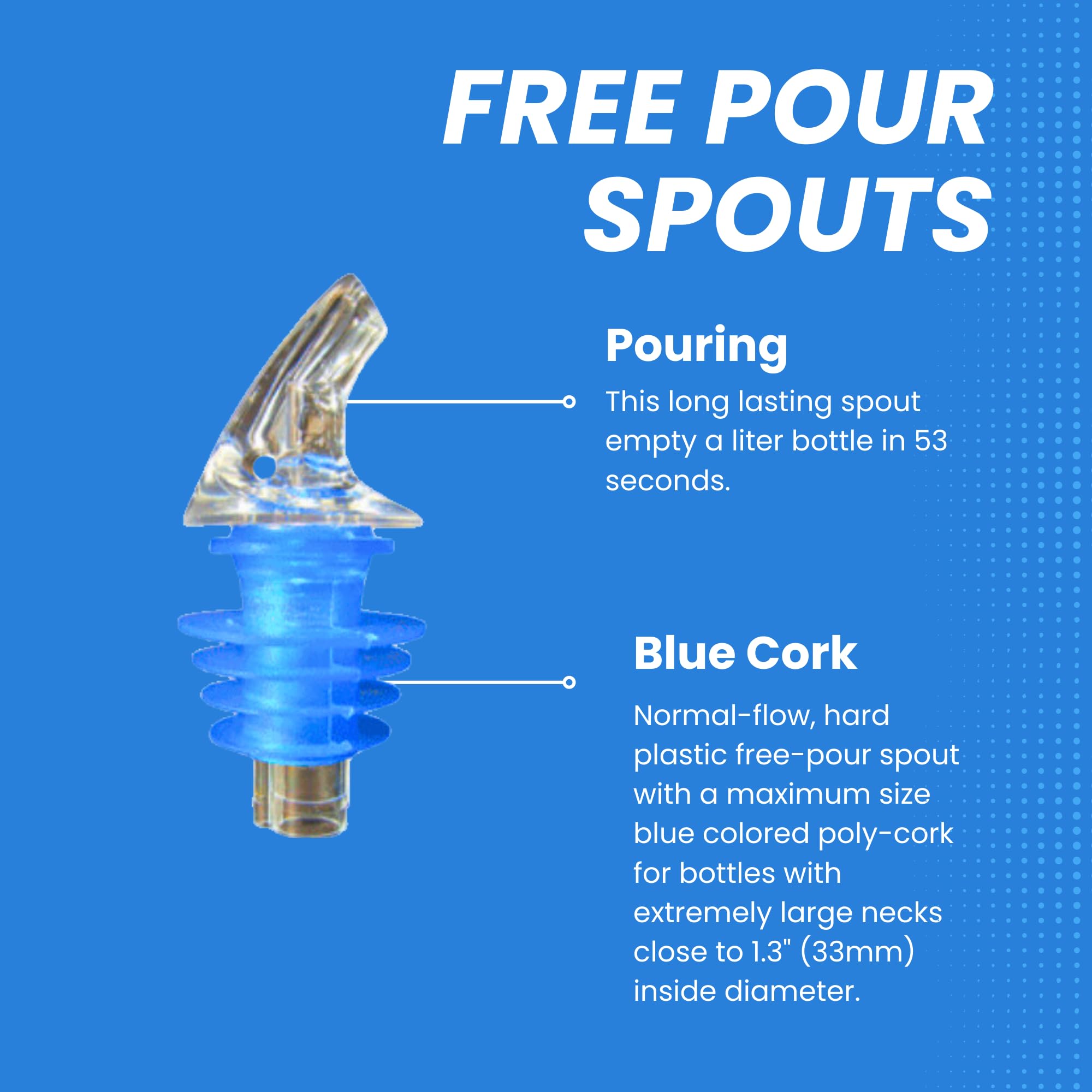 Co-Rect Products Blue Speed Pour Liquor Free Pour Spout - 12 Per Case