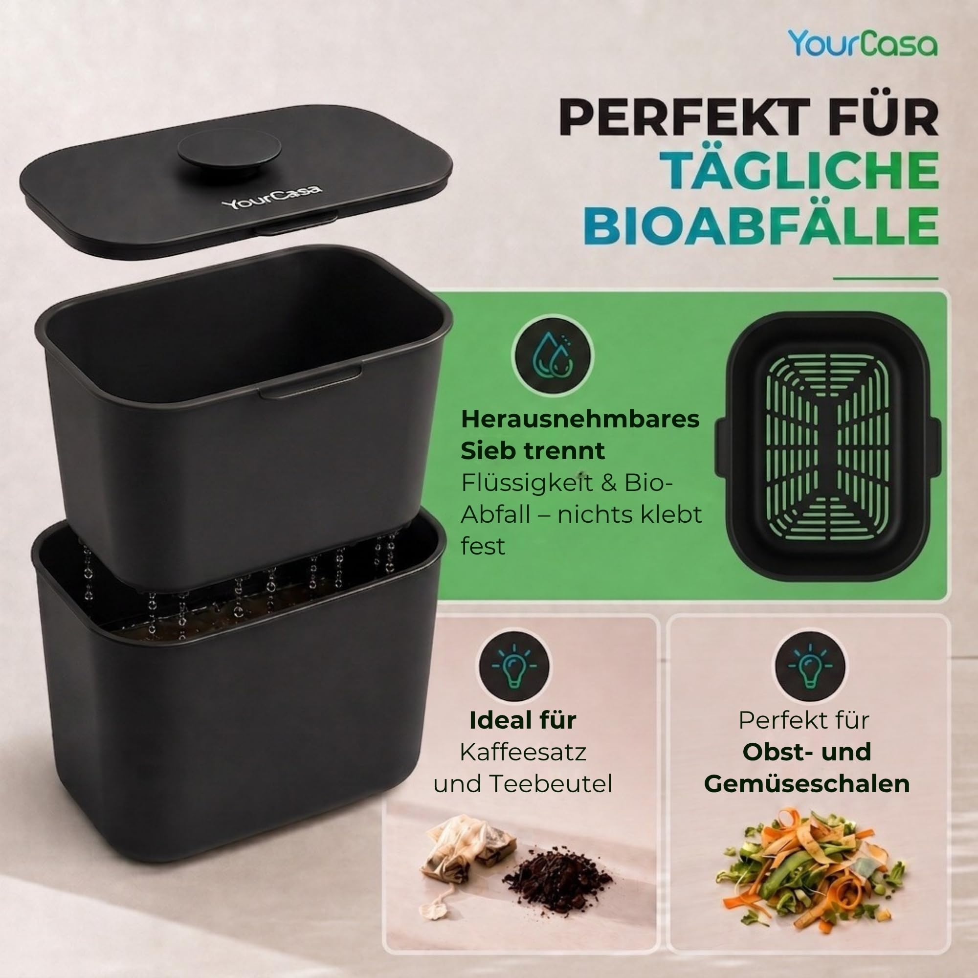 Kompakter Biomülleimer für kleine Küchen