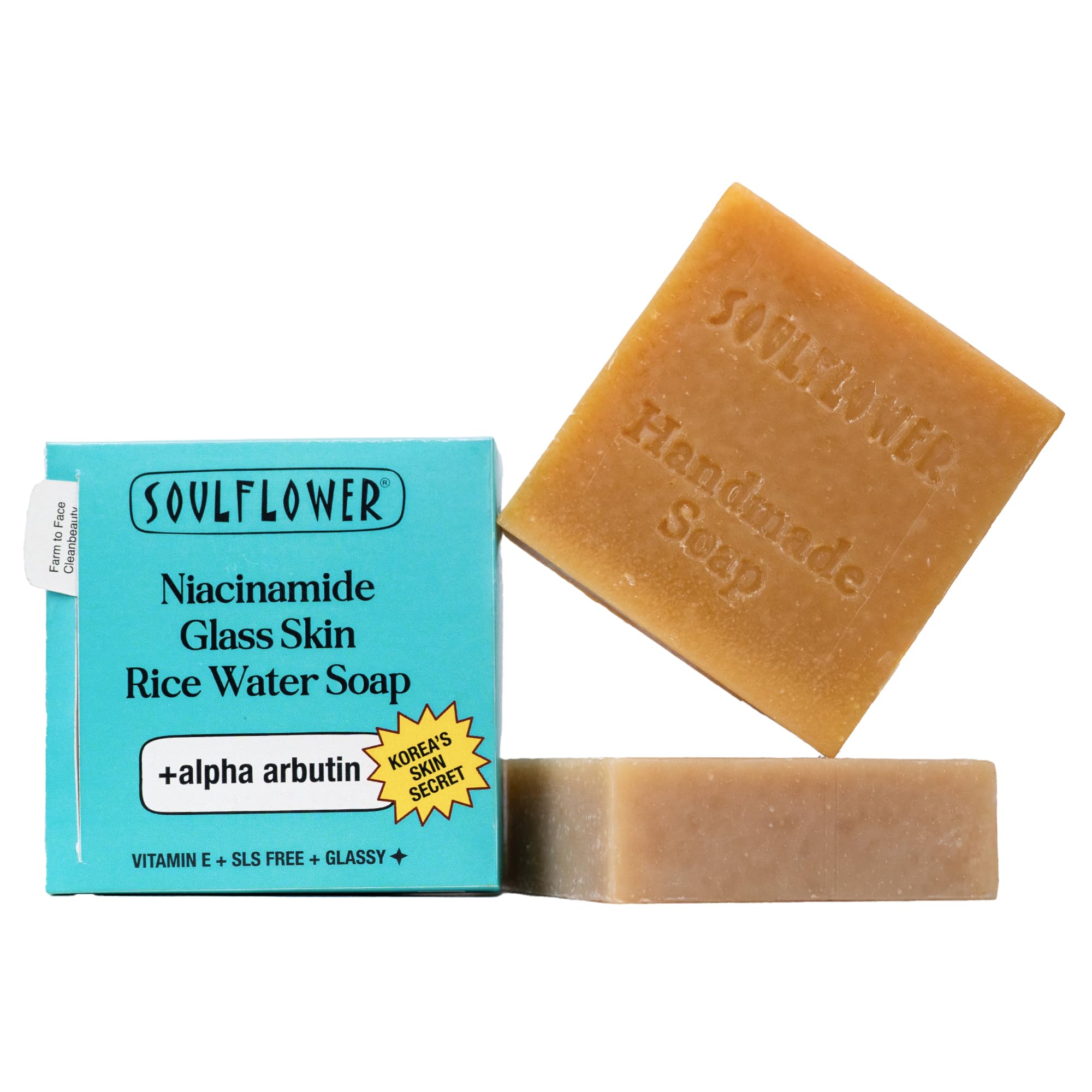 Soulflower Niacinamide Rice Water Soap for Glass Skin Glow | Hydrating & Brightening Natural Bathing Bar For Hard Water with Vitamin E & Aloe Vera | Improves Skin Texture | All Skin Types | 100g-image-47