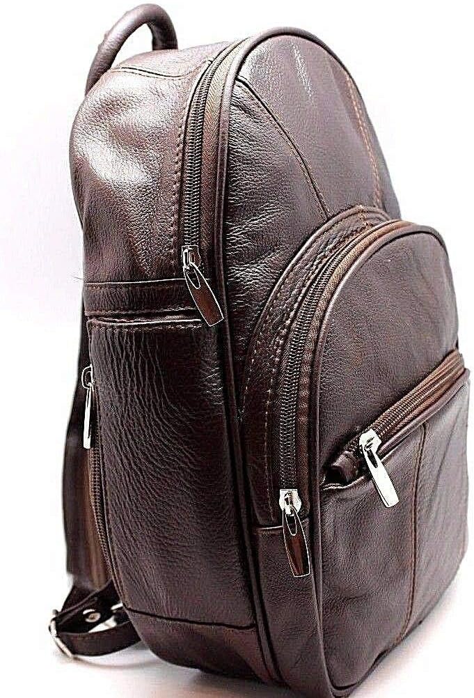 Leather Backpack Purse Mid Size & Convertible into single strap sling Bag or Backpack wearing Multiple Organizer Pockets Dark Brown