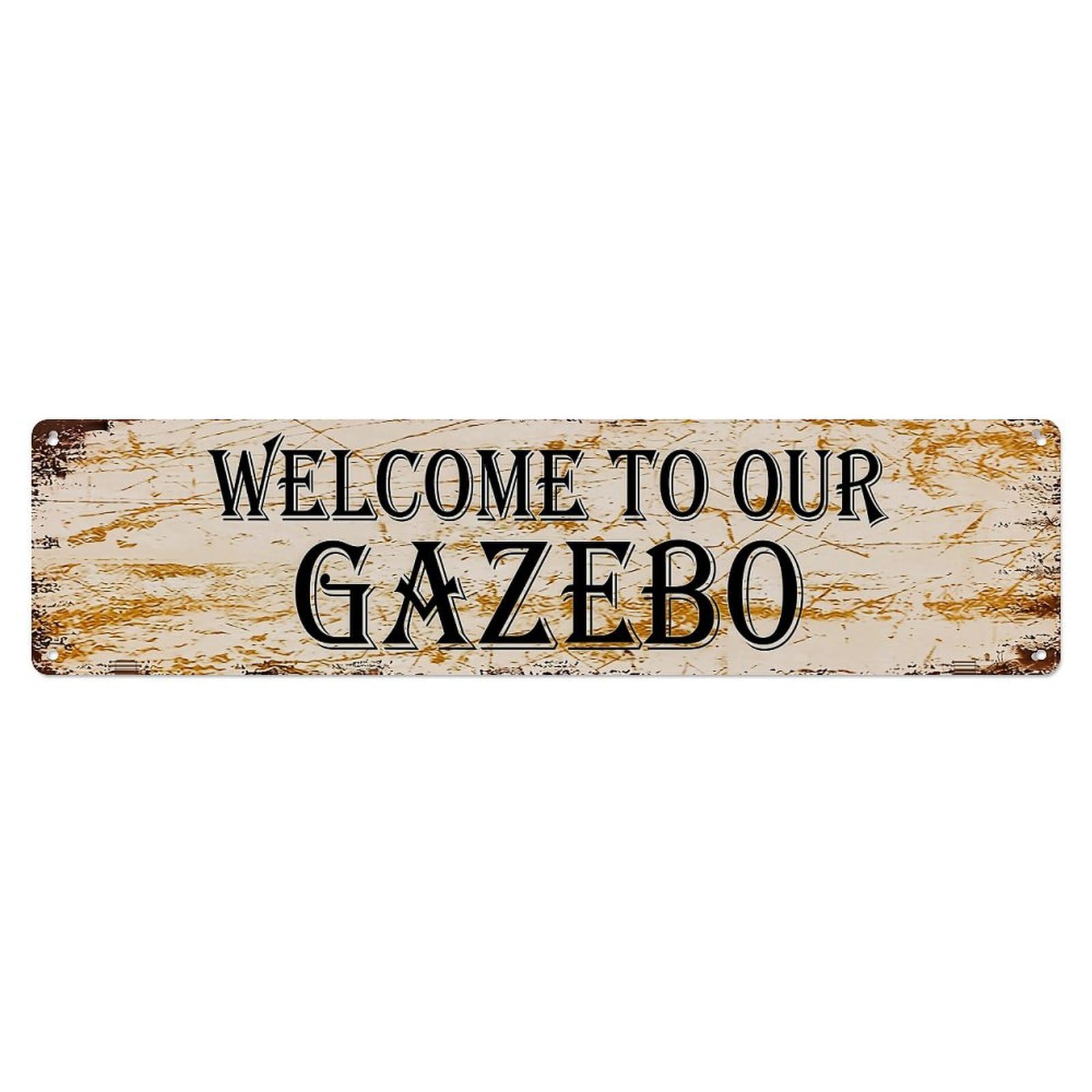 Jdyaojiesheng Vintage Welcome To Our Gazebo Sign Tin Sign Retro Metal Wall Decor Metal Poster, Home Bar Garage Farmhouse Cafe Wall Art Decoration 4X16inch