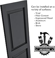 Vista 61 de Persianas de vinilo de panel elevado Pontiac Trail (1 par) 14.5"x31" - Negro Cosmos/Pintable Persianas de ventana exteriores Incluye hardware