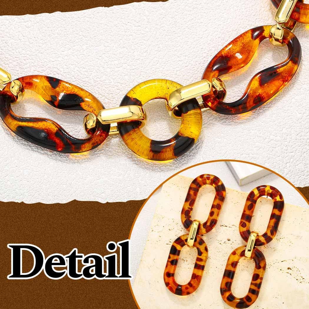 African Leopard Choker Necklace Jewelry Set Gold Chunky Cheetah Necklaces Earring Sets for Women - Image 4
