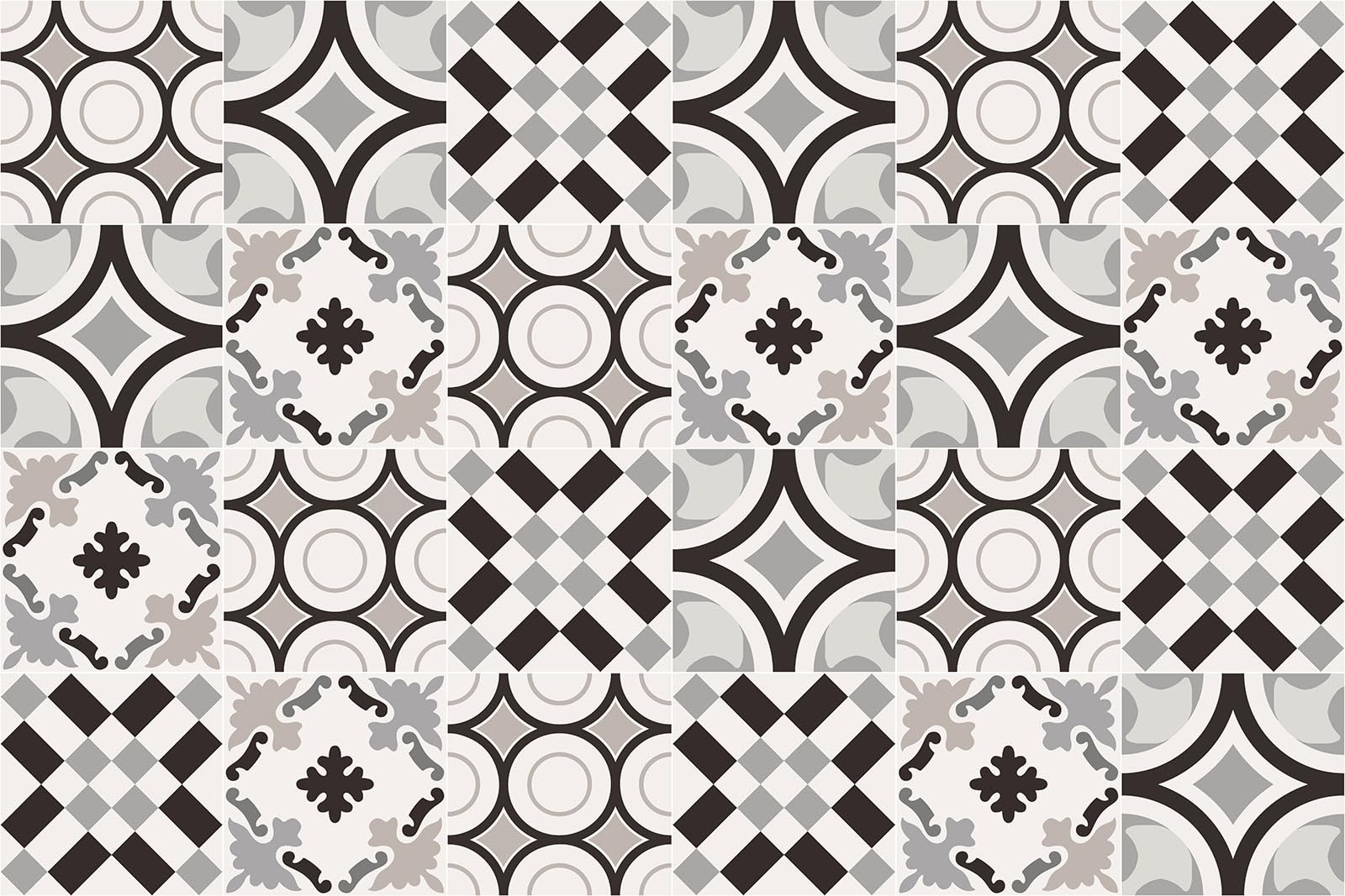 Lumalea Adesivo per cucina, effetto piastrelle di cemento, 3617689954615, adesivo + protezione opaca, 70 x 105 cm