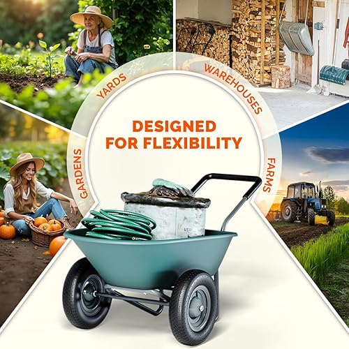 Miniatura 6 de Carretilla de 2 ruedas, carrito de patio de 330 libras de capacidad con manubrio acolchado, neumáticos de 14 pulgadas para alta estabilidad, ideal
