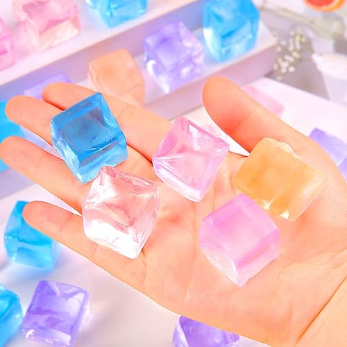 24Pcs Stress Balls Fidget Toys Adults, Ice Cube Squeeze Toys - Square Squeeze Ball Sensory Toys, Stress Balls Toy to Adult, Squeeze Cube Fidget Squeeze Toys, Small, Halloween, Christmas, Party Favors