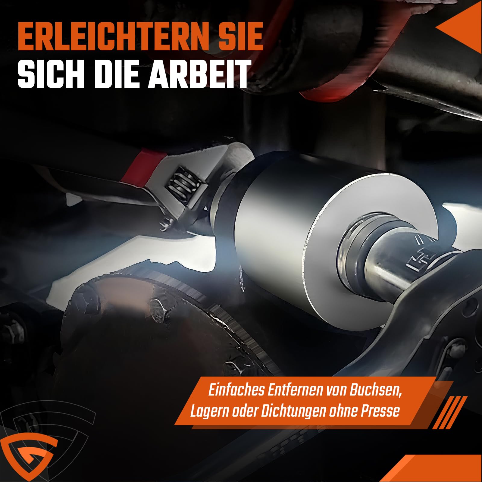 GEARMONSTER 27tlg Radlager Abzieher Set, Silentlager Abzieher Werkzeug Gummibuchsen Druckhülsen Set mit Aufbewahrungskoffer für Auto, PKW, LKW Achslager Montage Demontage Druckhülsen Satz