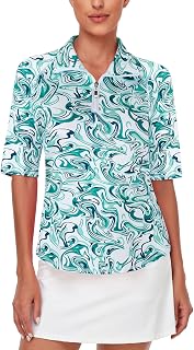 Misyula Womens Golf Shirt Quick Dry Half Sleeve Quarter Zip Polo Workout Tops Tennis Shirts M-XXL