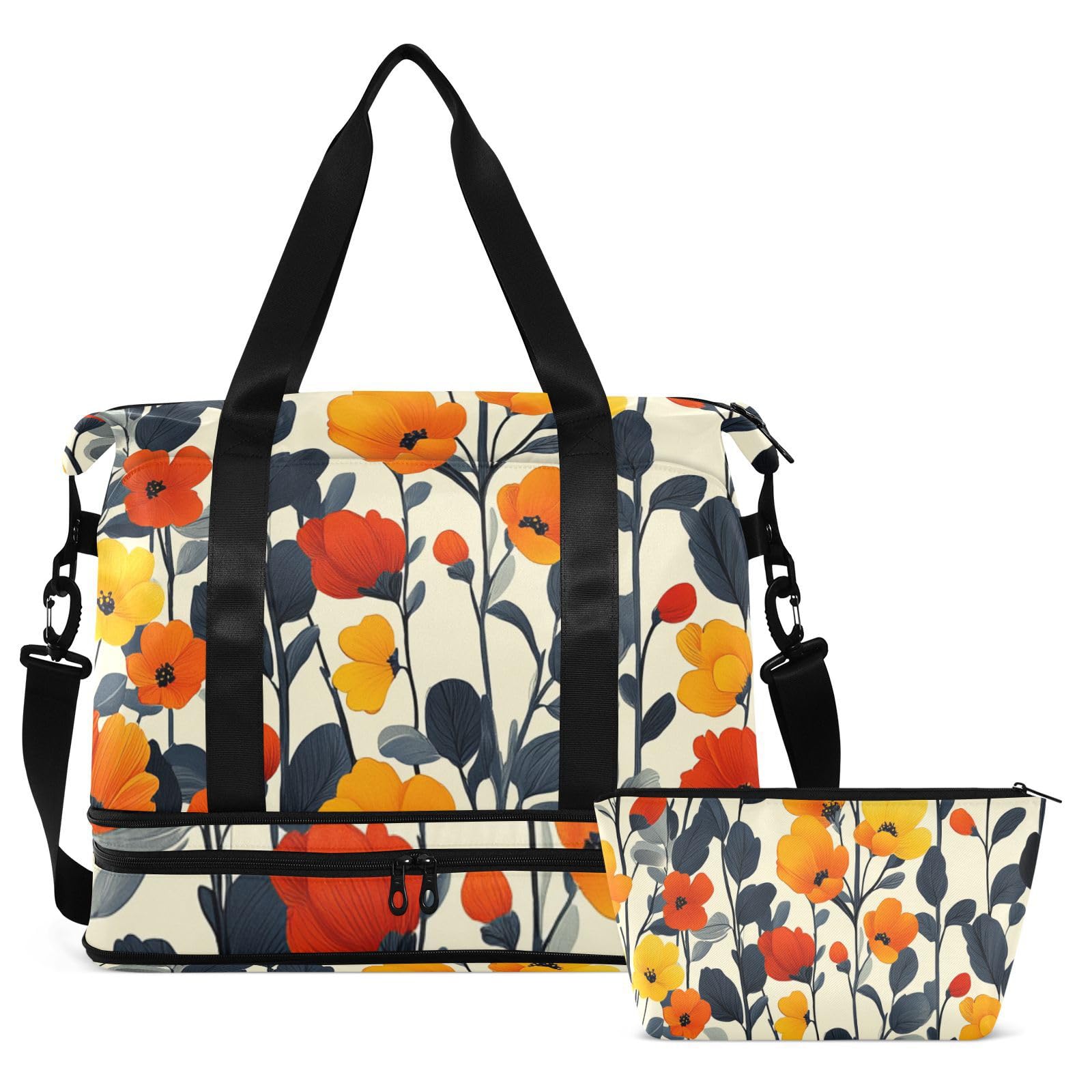 Moderne skandinavische Reisetasche mit Nassfach, verstellbarer Riemen, für Fitnessstudio, Sport, für Flugzeug, Reisen, faltbar, für Männer und Frauen