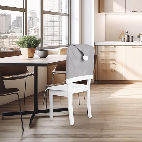 Miniatura 4 de STOBOK 6 piezas de fundas de respaldo de silla de Navidad, sombrero de Papá Noel, fundas para sillas de comedor, decoraciones de fiesta de Navidad