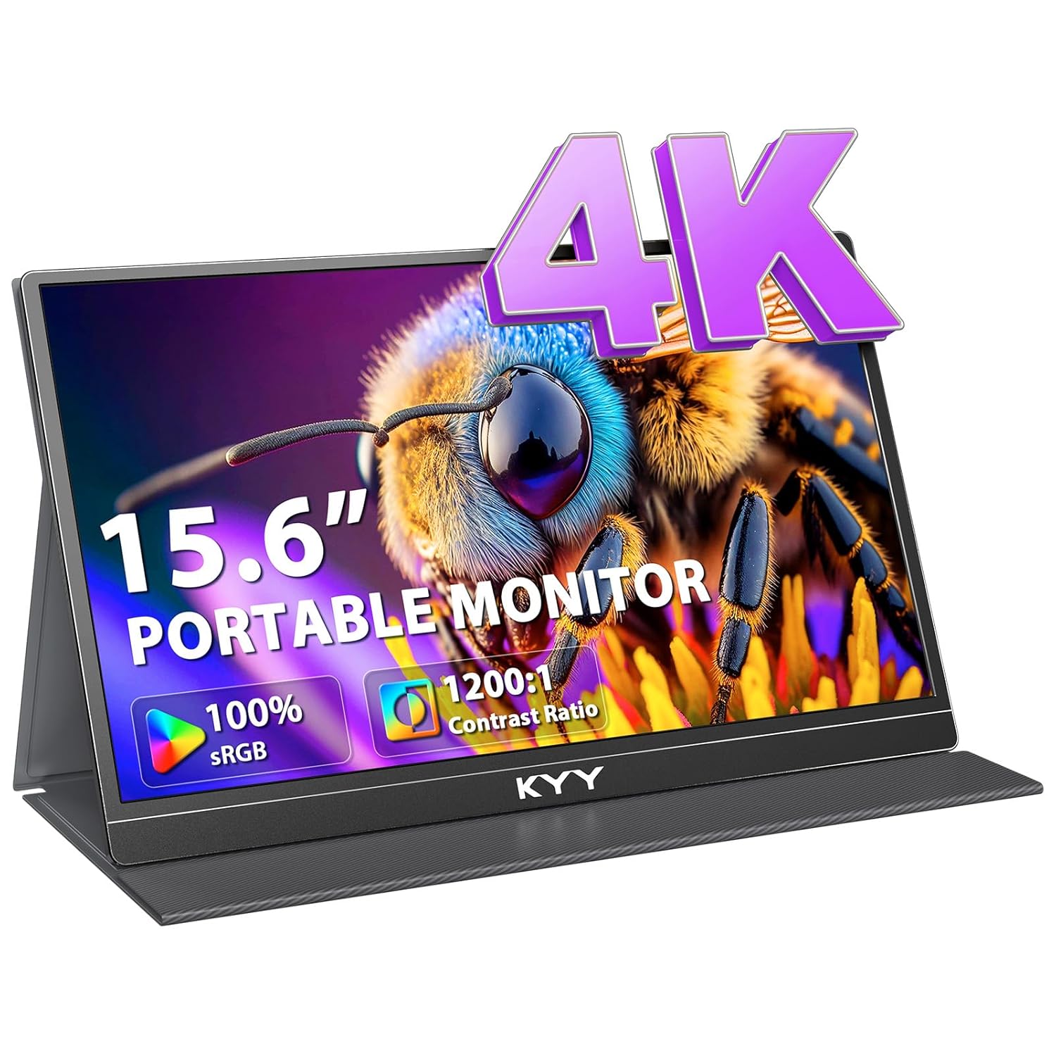 KYY 4K Portable Monitor for Laptop 15 6 Computer Screen Extender UHD 3840x2160 100 sRGB 400 Nits IPS