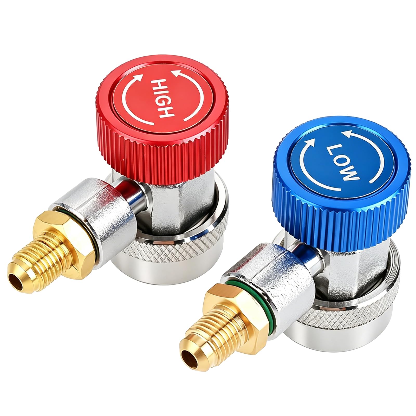 Connecteur Raccord Rapide R134A, Couple Adaptateur R-134A 1/4 Pouce Sae Hvac Raccords De Voiture A/C Raccord Rapide Bas/Haut, Kit Connecteur Flexible Collecteur Freon Hvac