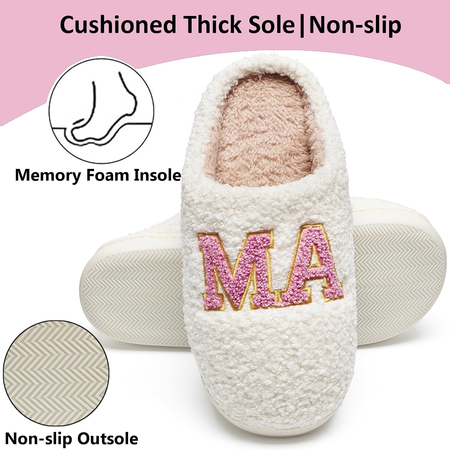 Cute Bow House Slippers with Memory Foam Non-Slip Indoor Outdoor