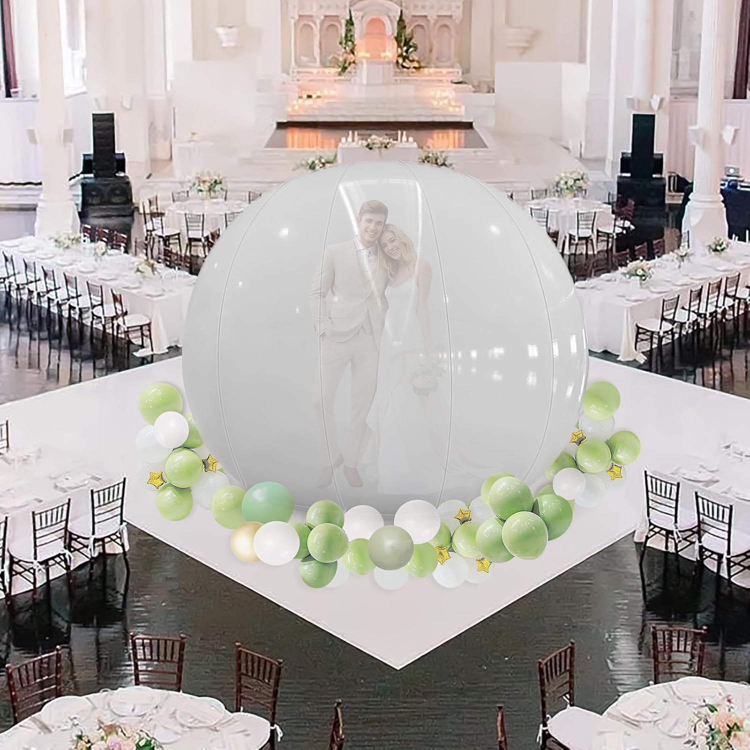 Giant Inflatable Exploding Balloon 10FT White Surprise Creative Reusable for Propose Wedding Party Celebrations Birthday Baby Shower Gender Reveal Supplies