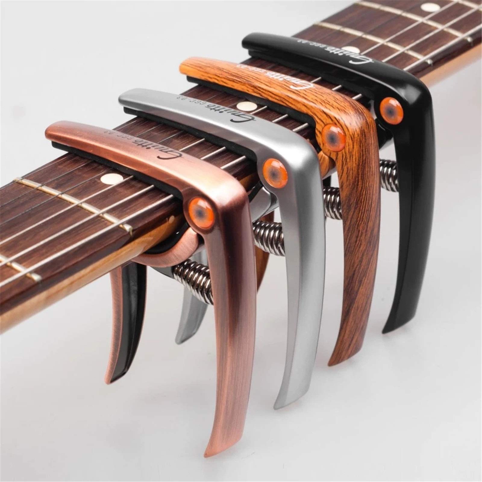 Kapodaster für Akustikgitarre Gitarre Kapodaster Klemme Zinklegierung mit Stegstiftabzieher (Farbe: Holzmaserung, Größe: Einheitsgröße) (Schwarz Einheitsgröße)