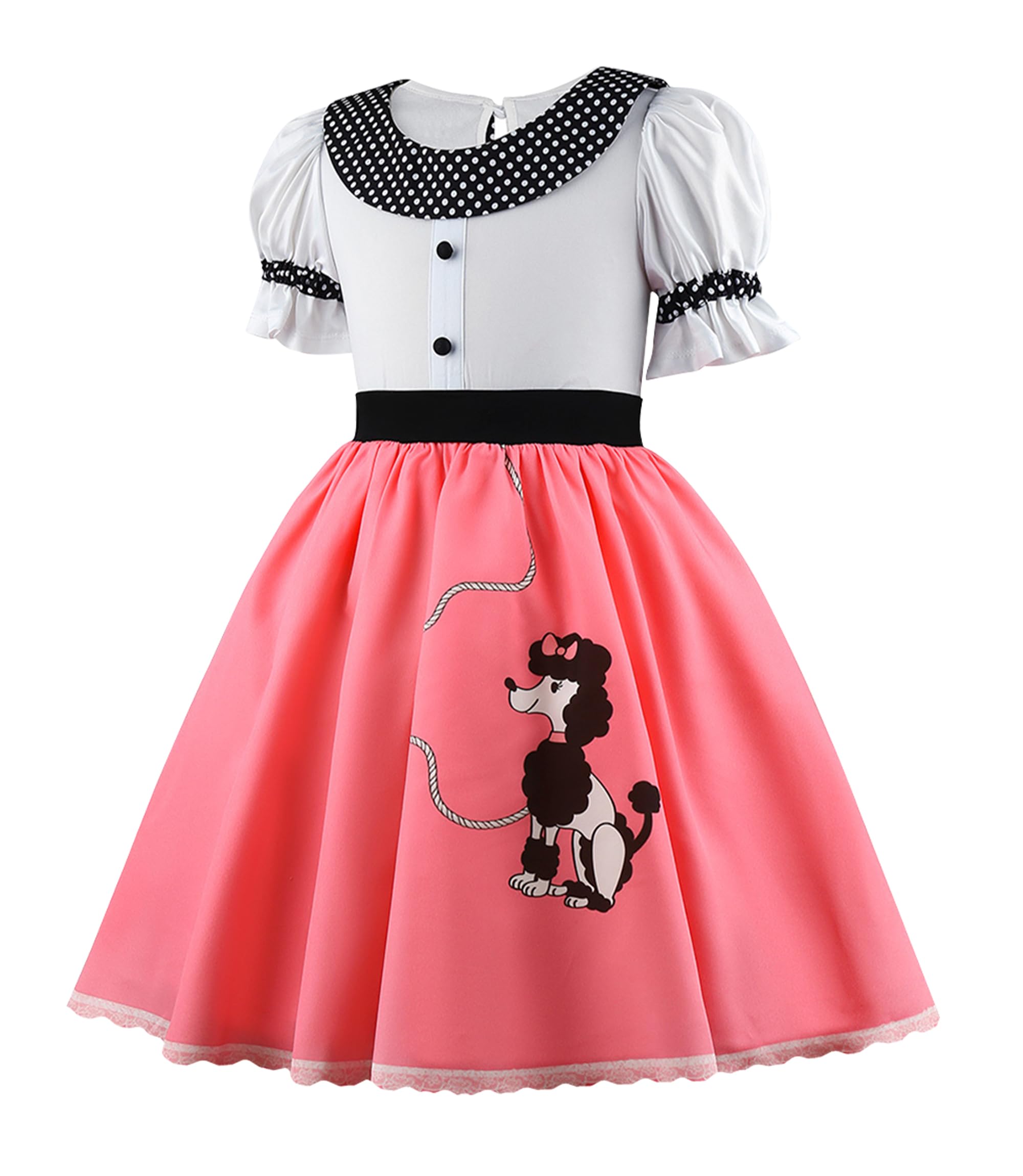 VORLITS 50s Outfit for Girls Kids 50s Poodle Skirt Costume Girls Easter Halloween Party Dress Up
