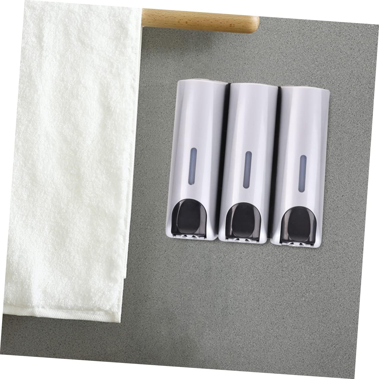 Amosfun Three-Headed Liquid Soap Dispenser Bathroom Sub Bottle Wall Hanging Holder Metal Plastic Easy Clean Install