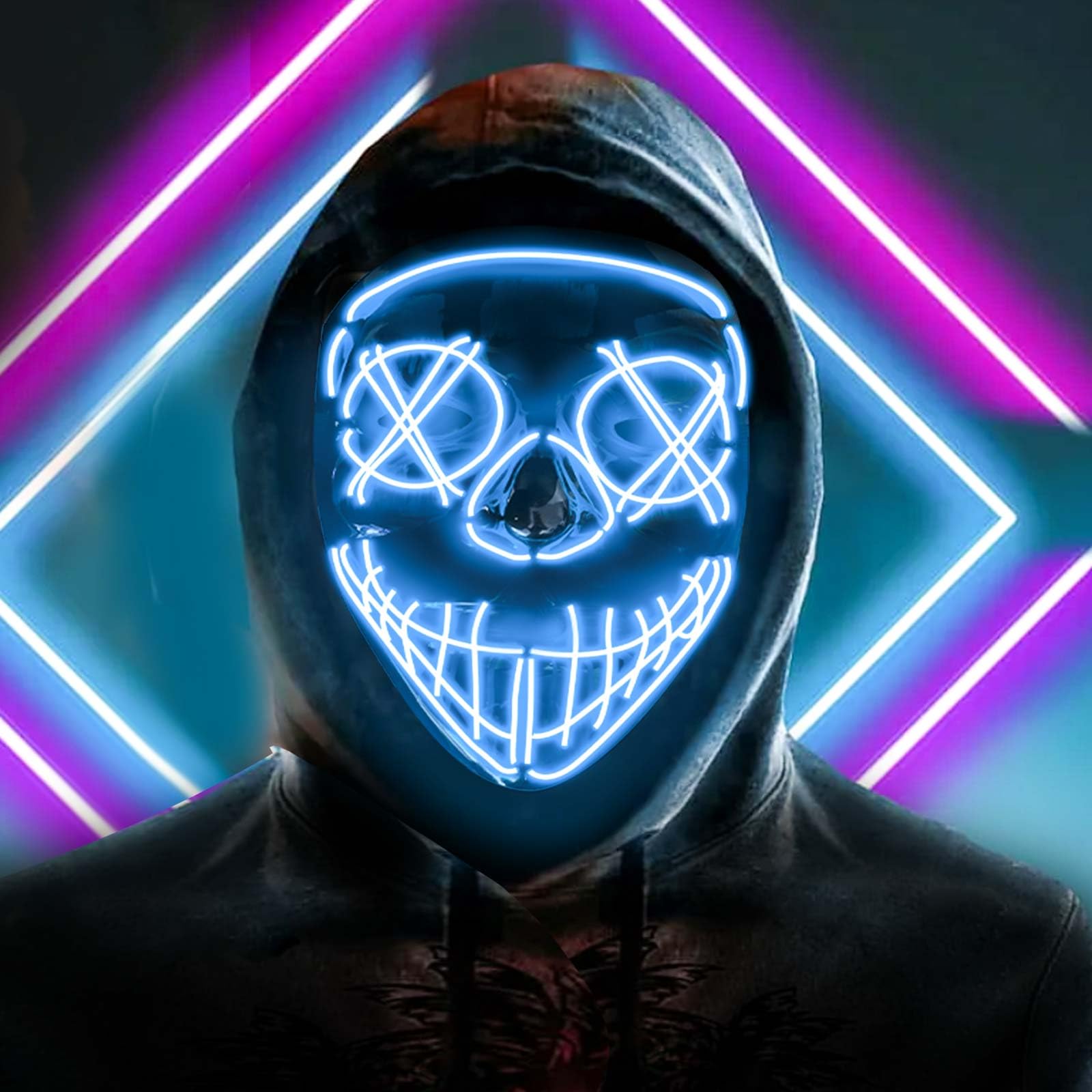 RUZAKO LED Mask for Halloween - Purge Mask Light Up Cool Stuff Gift for Boys