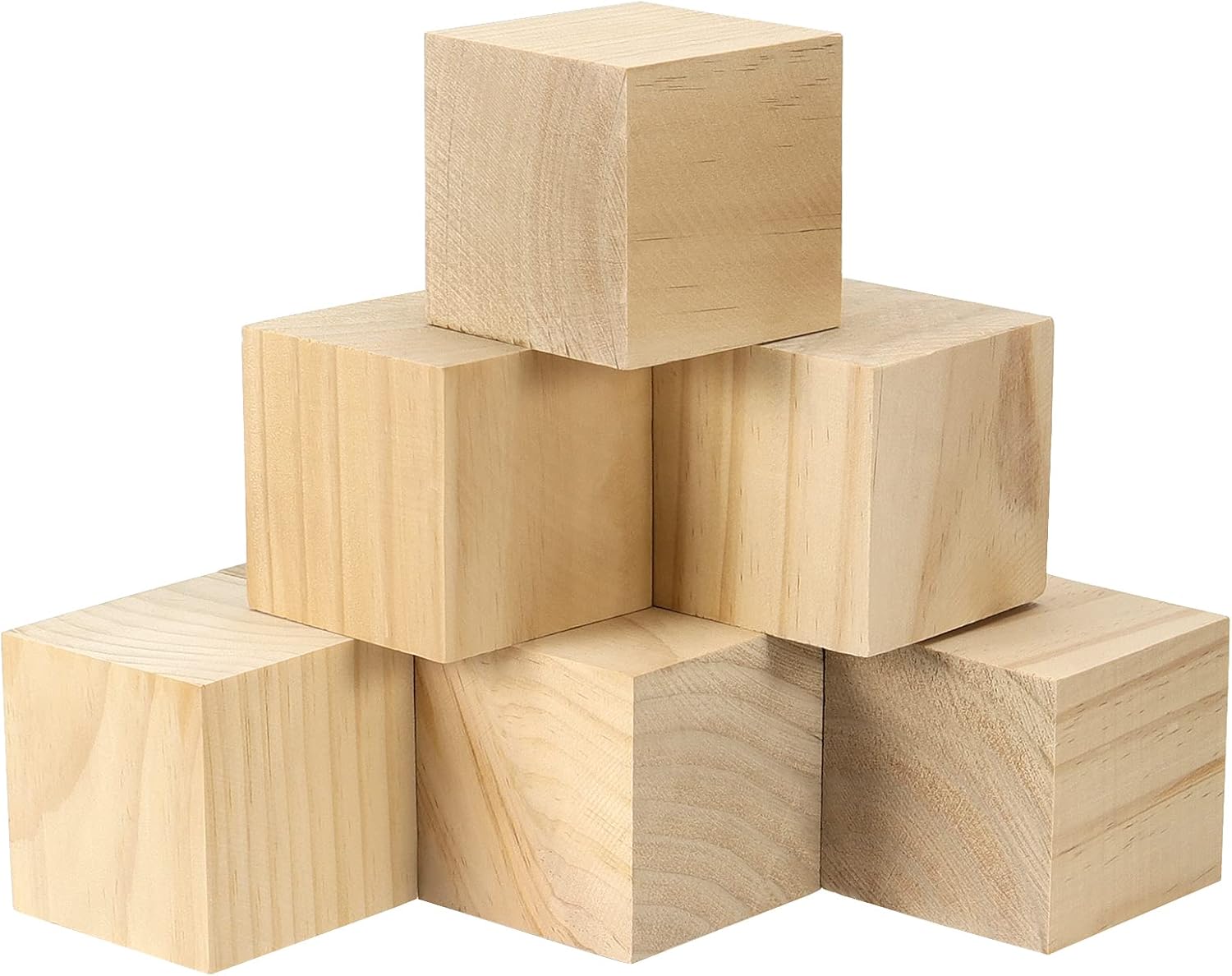 SEHOI 8 Pack 3 Inch Wooden Cubes, Unfinished Natural Wood