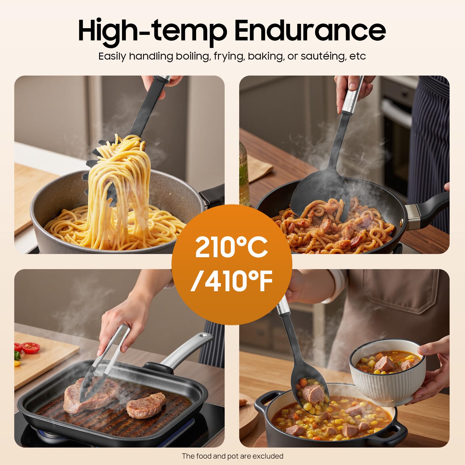 Juego de utensilios de cocina, juego de utensilios de cocina, juego completo de utensilios de cocina con 40 piezas, mangos ergonómicos y superficies resistentes a los arañazos, ideal para cocineros