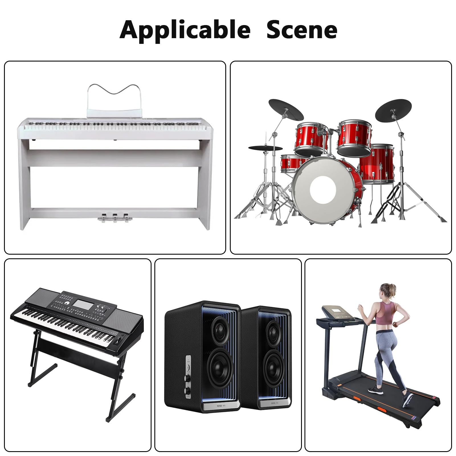 Tapis d'insonorisation pour piano et batterie, tapis de sol acoustique avec isolation thermique, antidérapant et absorbant le bruit, 110 x 110 cm