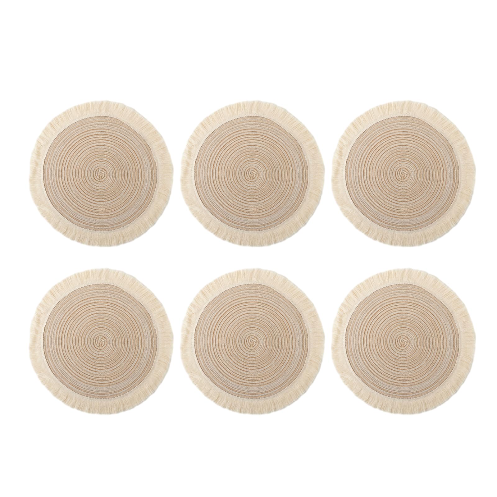 PANGBOER 6Pcs Round Tassels Placemats Heat Resistance Table Mat Dining Table Mat Placemats for Kitchens Party Dining Kitchens and