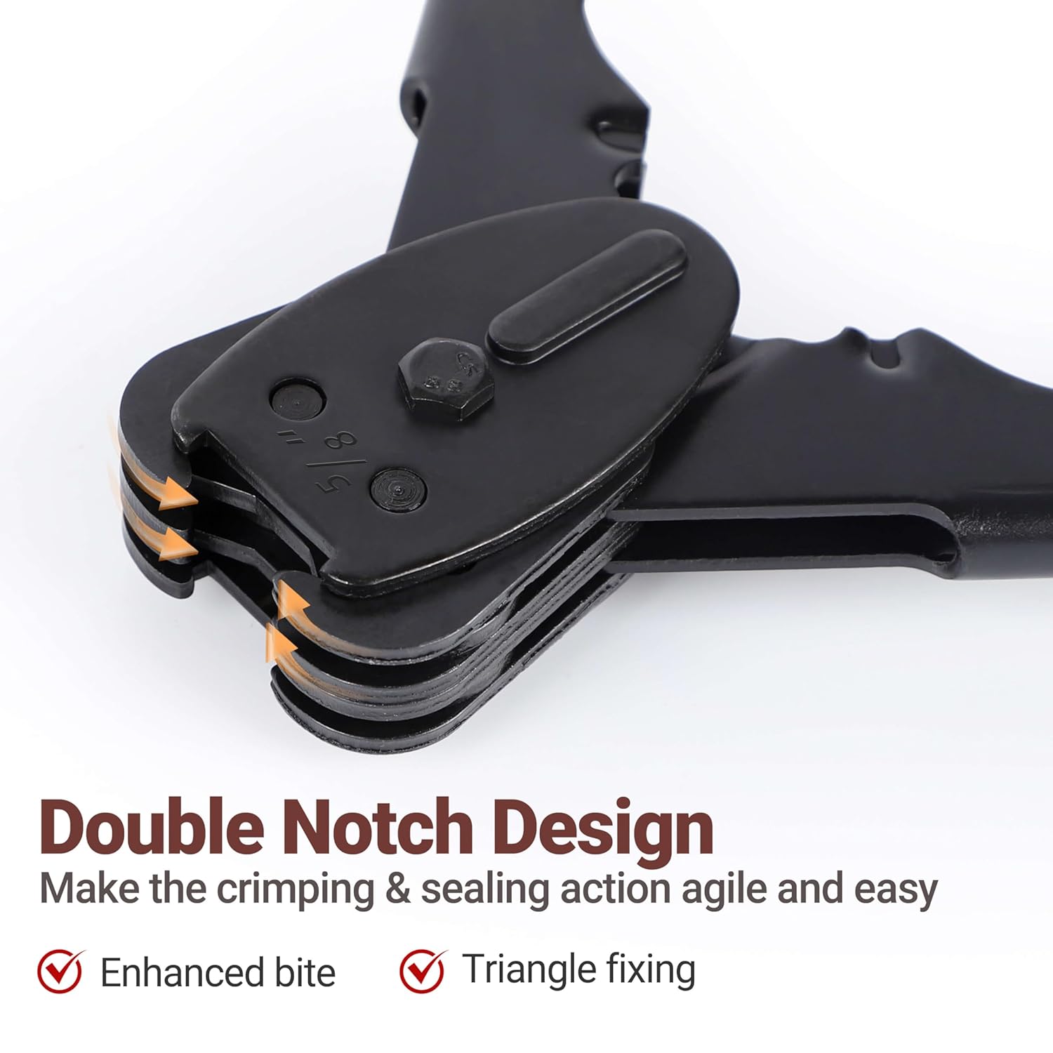 Sealer&Crimper Tool - 5/8" Metal Banding Strapping with High Strength Sealing Action & Double Notched Front Action & Harden Steel for Heavy Duty High Tensile Pallet Packing