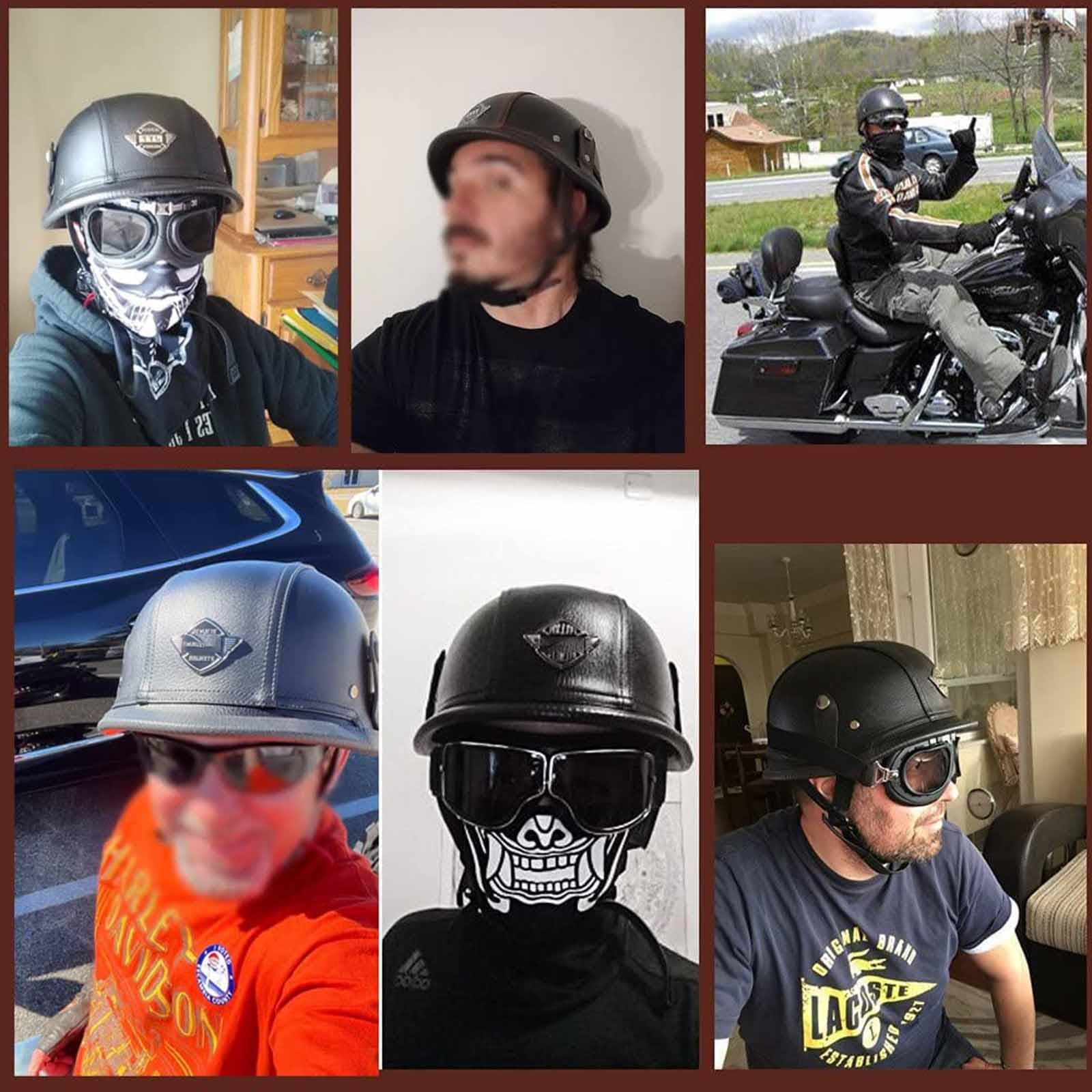 Półkask motocyklowy w stylu retro, półskorupowy, niemiecka skóra, półkaski motocyklowe, retro, półkask skórzany, do Cruiser Choped, dopuszczenie ECE