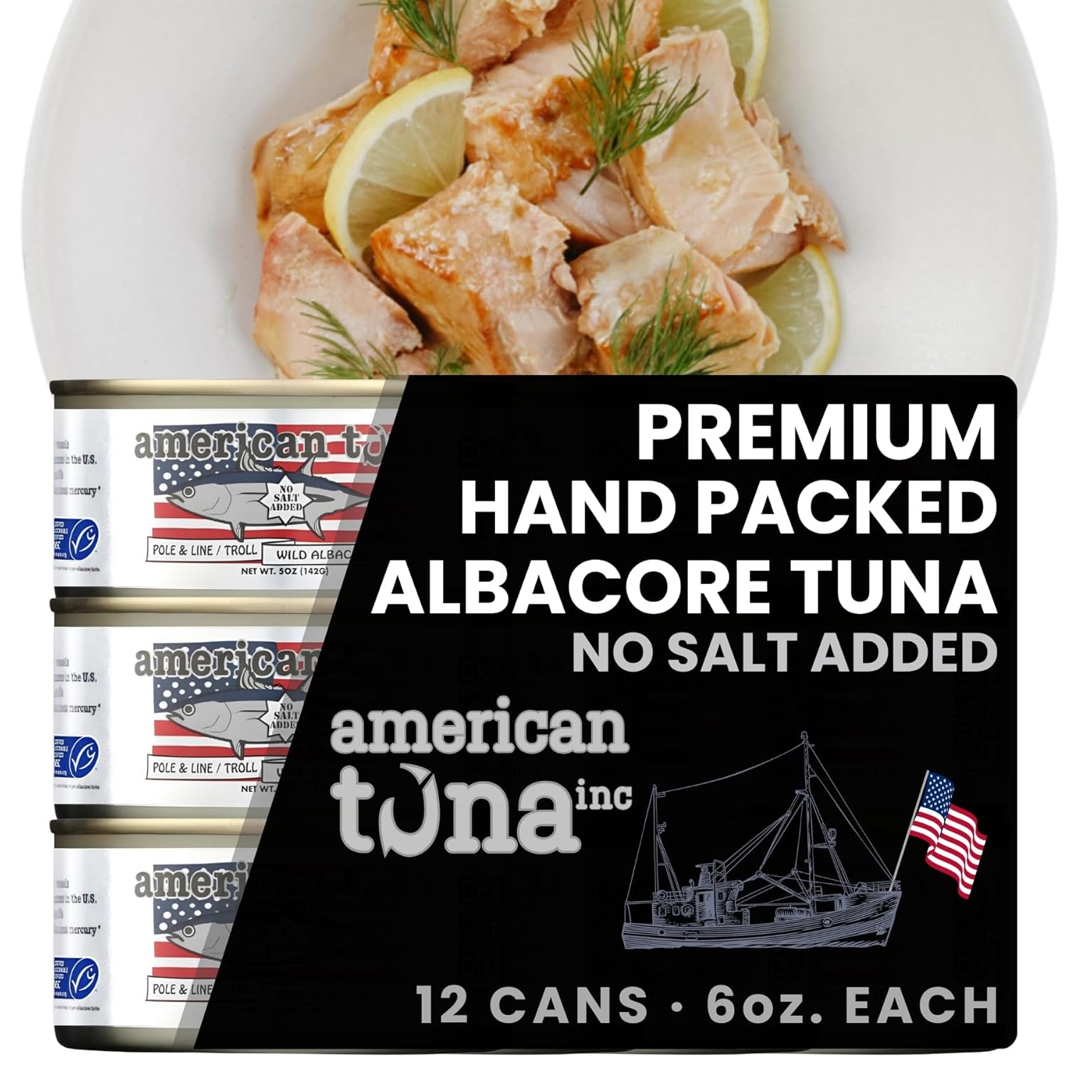 American Tuna Wild Albacore Tuna - No Salt Added, MSC Certified, Pole Caught