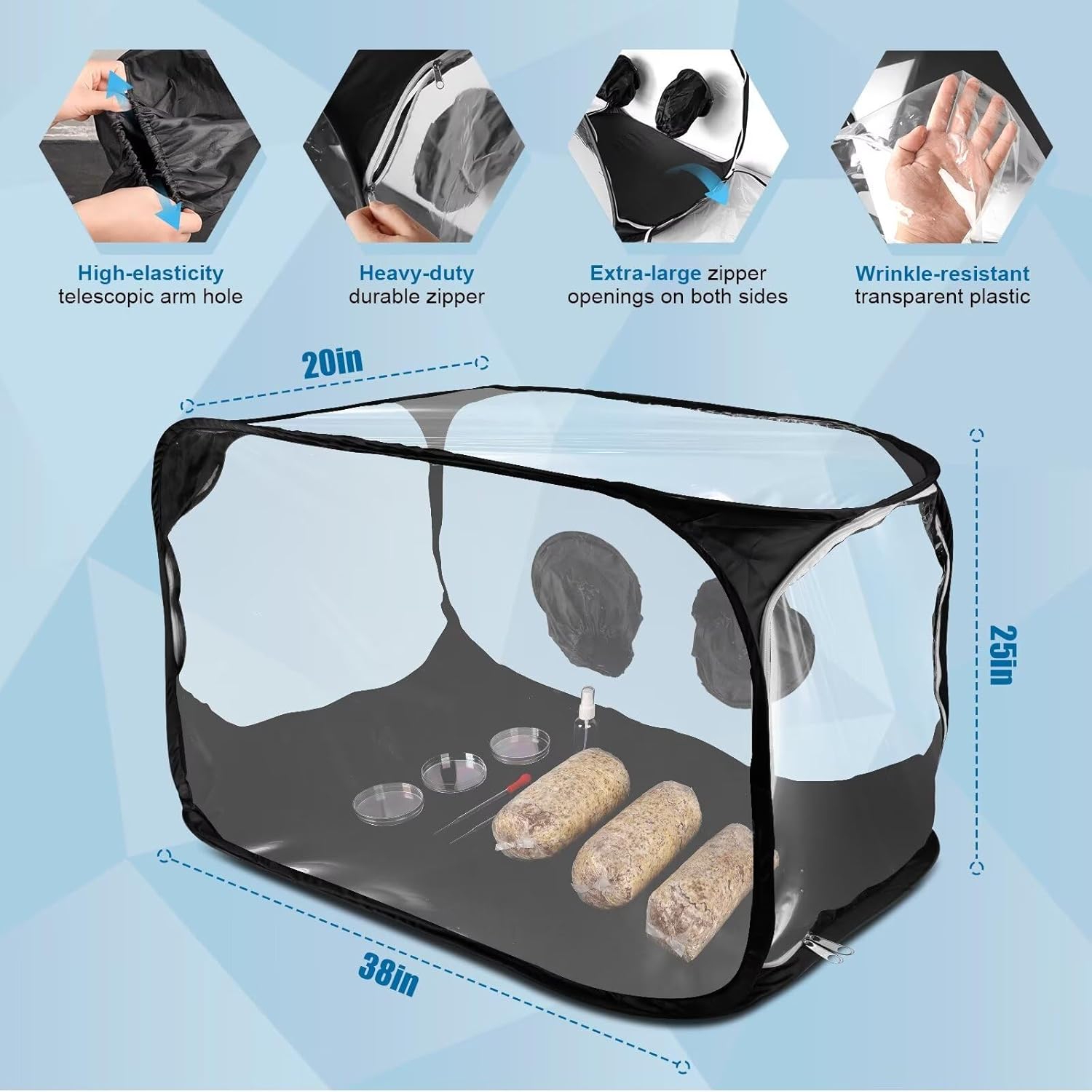 Large Still Air Box Mushroom Grow Tent - 38x20x25 Inch Clean Air Workstation, Sturdy Flow Hood for Grow Bags, Growers, and Home Scientists - Image 6