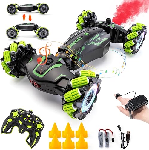 Miniatura 8 de 4WD Coche de Control Remoto con Sensor de Gesto, Giro de 360° de Doble Cara, con Luces y Música, Coche RC de Acrobacias con Giros para Niños de 6 a