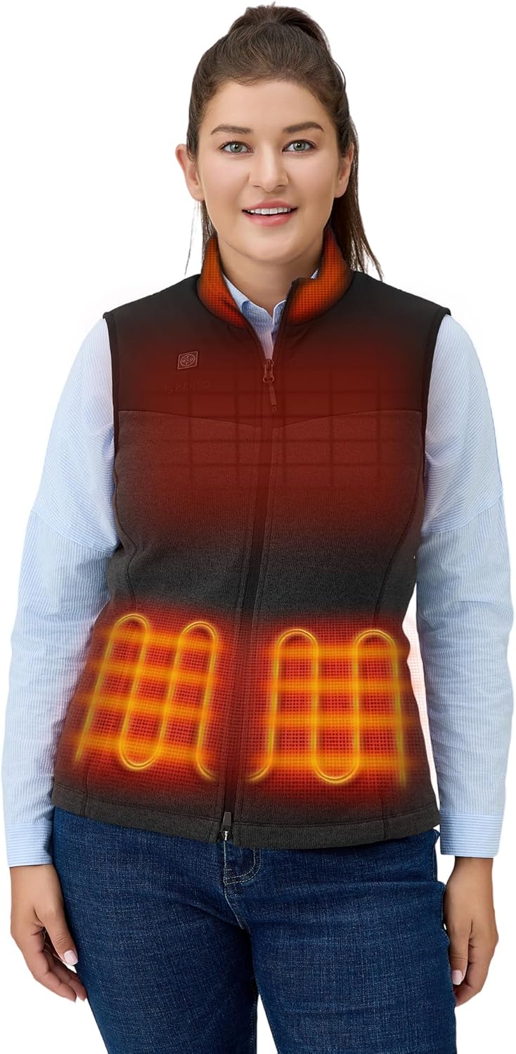 ORORO Women’s Lightweight Heated Sweater Fleece Vest with 4 Heat Zones, Heated Recycled Fleece Vest (Charger Not Included)