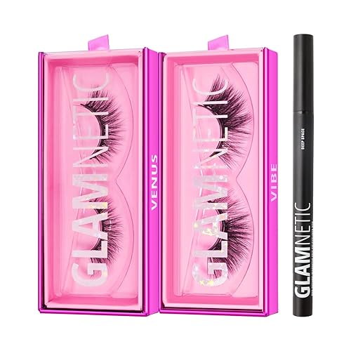 Glamnetic Delineador de ojos magnético con punta de fieltro Deep Space con pestañas magnéticas, Venus & Vibe Lápiz delineador impermeable negro