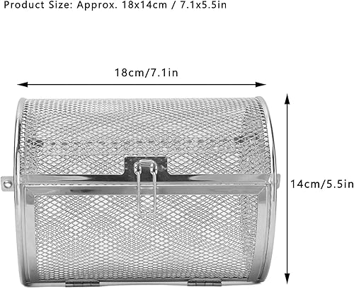 Miniatura 2 de Cesta de asador de acero inoxidable para horno de asador, jaula giratoria de 360 grados para hornear nueces, herramienta de asador de barbacoa