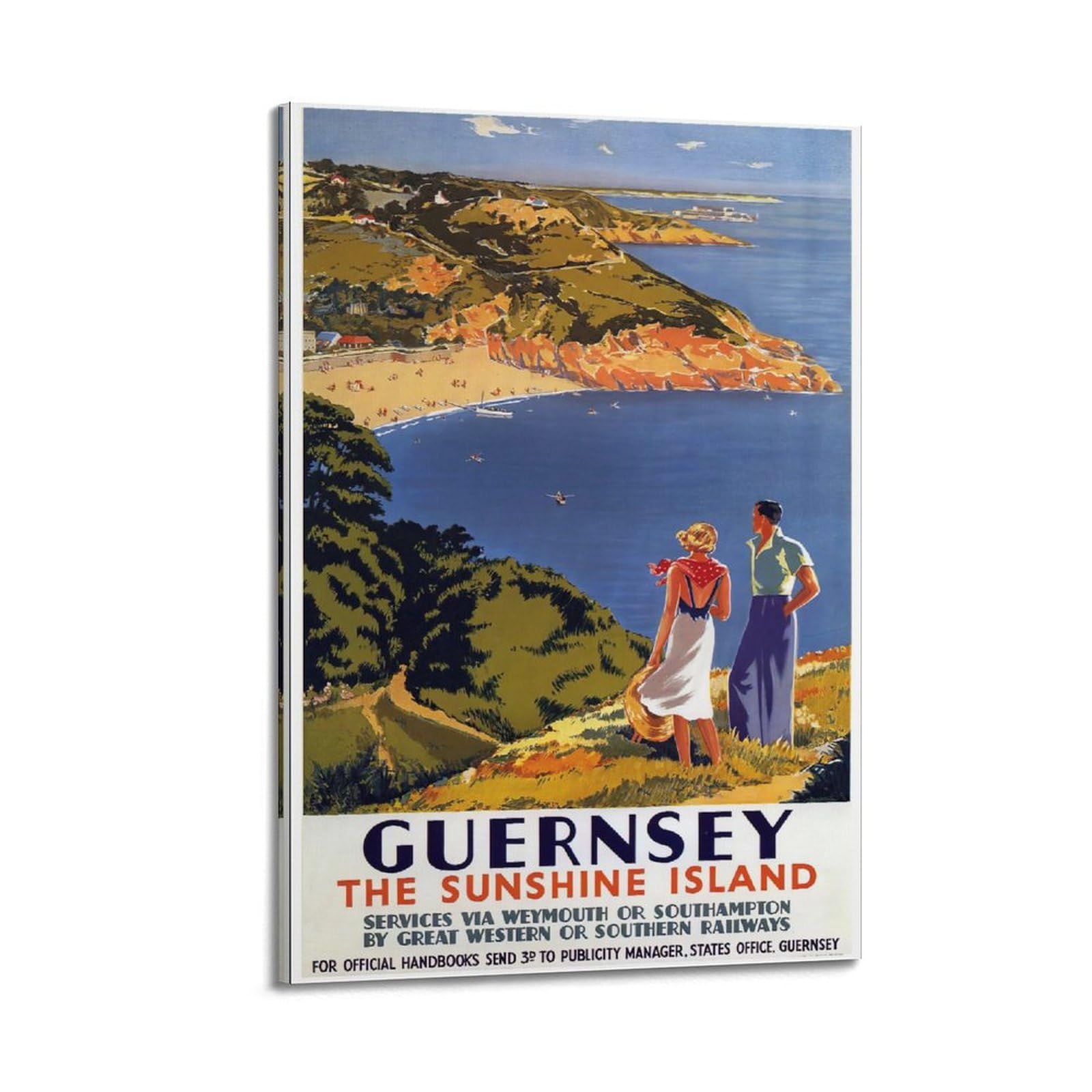 WARL Vintage Railway Poster GUERNSEY Decorative Painting Canvas Art Picture 24x36inch(60x90cm)