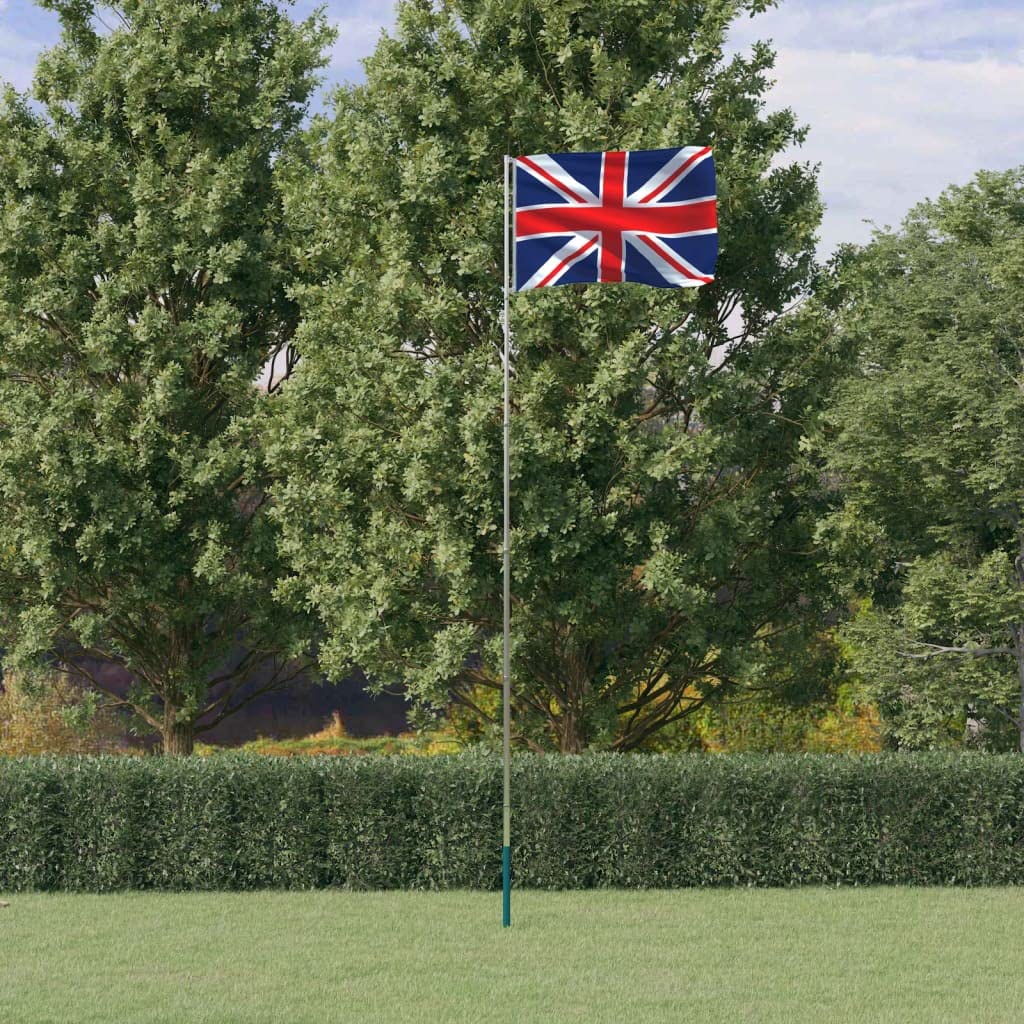 Dom i Ogród, Dekoracja, Flagi i Wiatrówki - Home-UK Flaga i Słup 5,55 m Aluminium