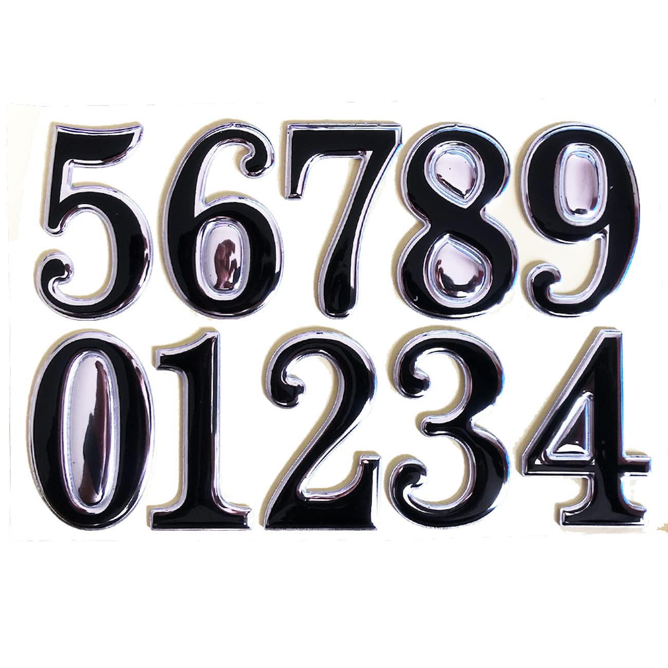 Front Door Numbers 3D Self Adhesive House Numbers Plaques Waterproof Mailbox Signage DIY Address Numbers Sign for Home Office Hotel Apartment Door Room Wall (Silver)