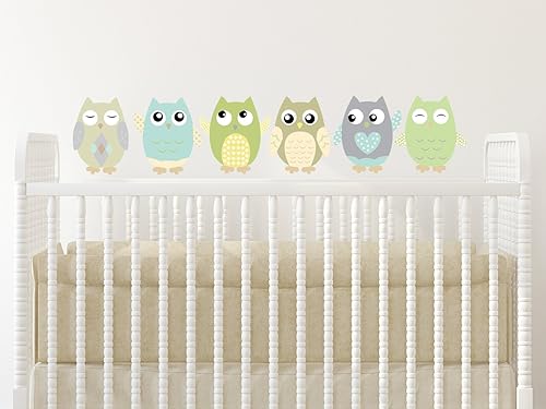 Miniatura 5 de Calcomanías de pared de tela de búho, juego de 6 calcomanías de pared de búhos, naranja, gris, blanco, no tóxico, reutilizable, reposicionable,