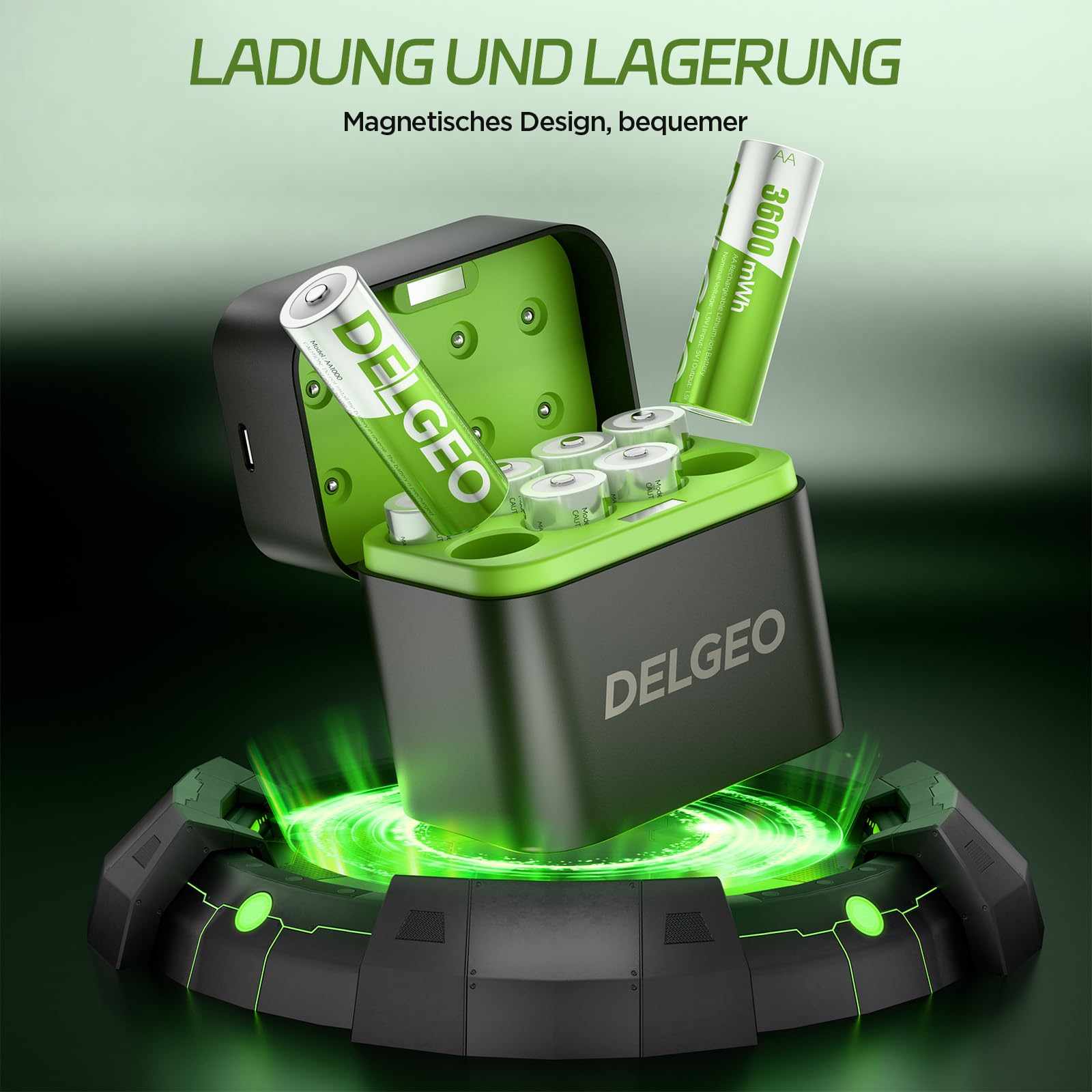 MVMOD AA Akkus 12er Pack - 3600mWh Lithium Mit Ladegerät